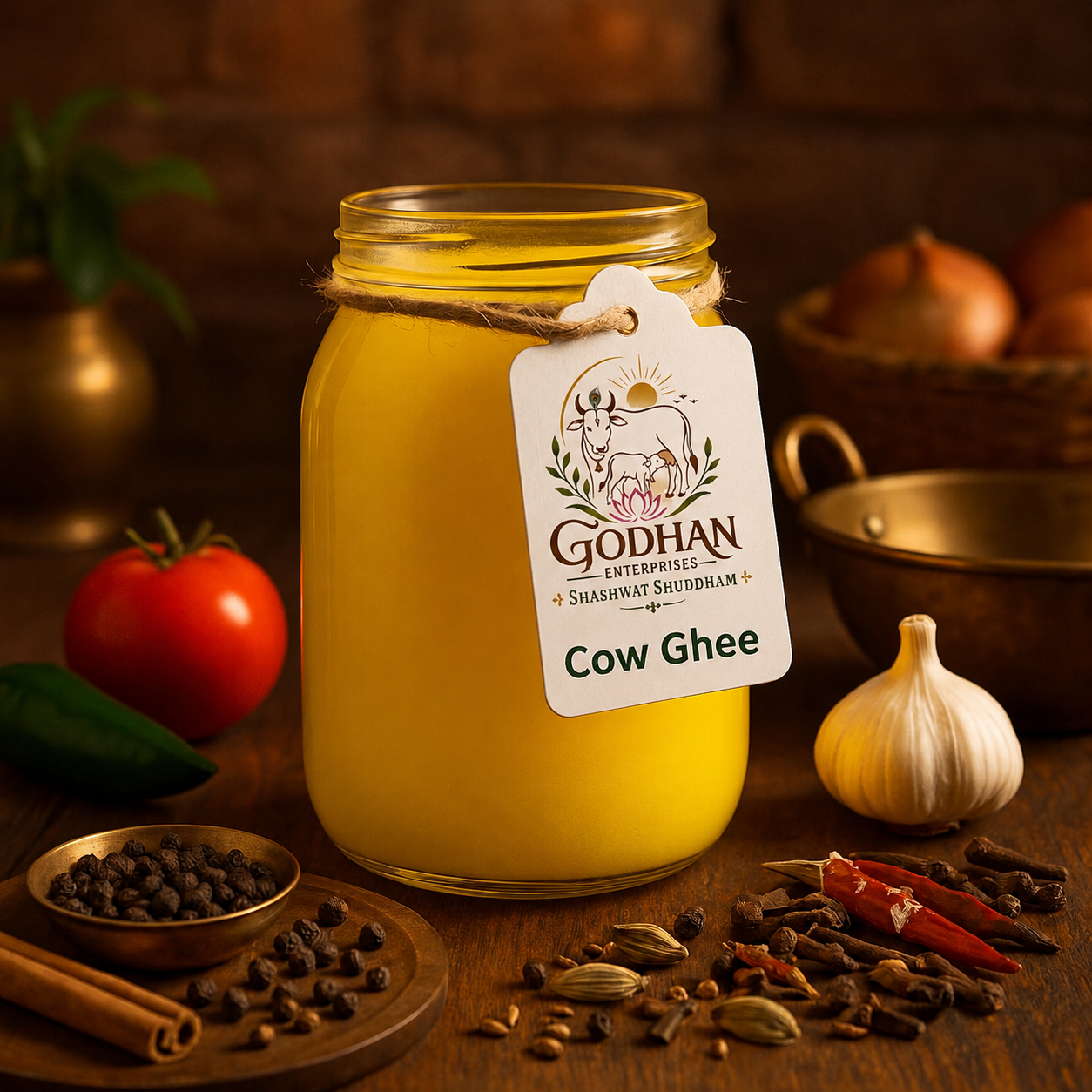 Godhan Enterprises cow ghee jar with natural ingredients